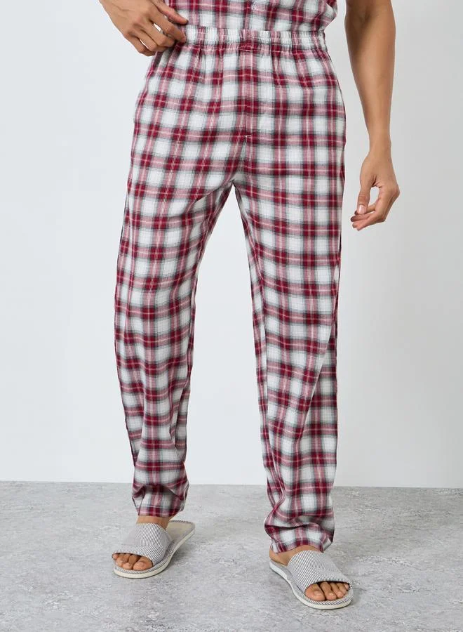 Styli  Men Checked Buttoned Shirt and Pyjama Set for Men | Best Price UAE